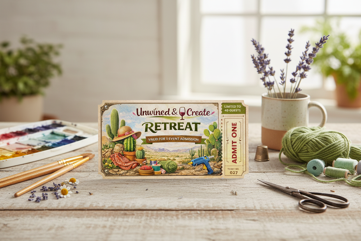 Craft Retreat Ticket in creative setting